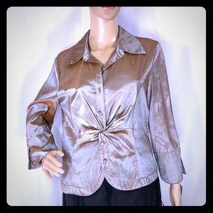 JackieJon Formal Twist Tie Blouse Champagne Khaki